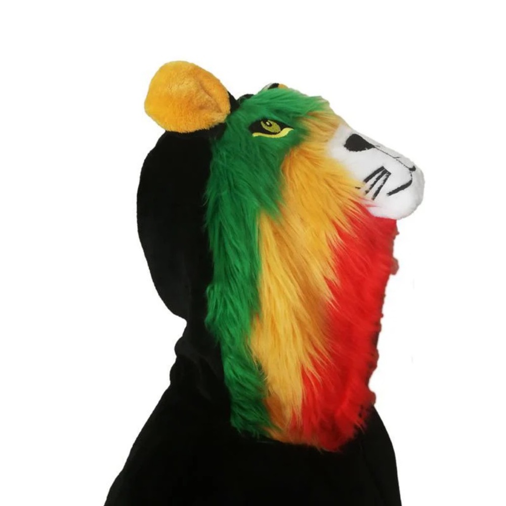 Rasta Lion Adult Unisex Animal Onesie Pajamas Incudes a Zipper & 2 Pockets - Picture 2 of 3
